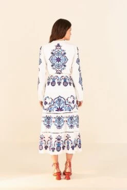 Farm Rio Off-White Navy Embroidered Midi Dress 9 Farm Rio Off-White Navy Embroidered Midi Dress -Farm Rio 298412 04