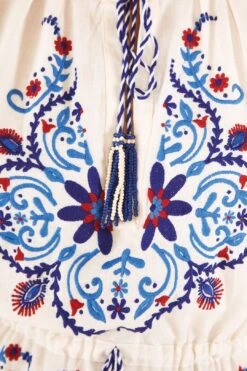 Farm Rio Off-White Navy Embroidered Midi Dress 10 Farm Rio Off-White Navy Embroidered Midi Dress -Farm Rio 298412 05
