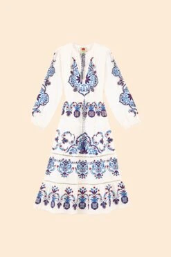 Farm Rio Off-White Navy Embroidered Midi Dress 11 Farm Rio Off-White Navy Embroidered Midi Dress -Farm Rio 298412 06