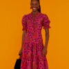 Farm Rio Pink Snake Fruit Organic Cotton Midi Dress