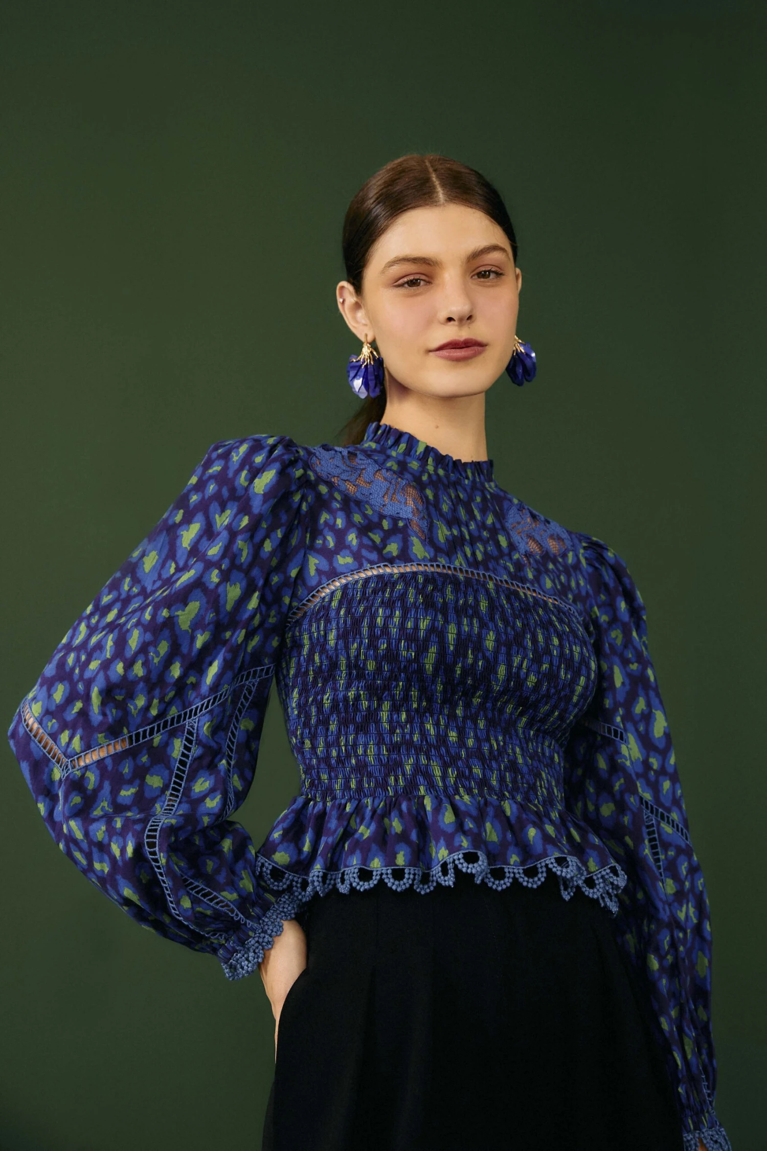 Farm Rio Blue Leopard Pop Blouse 1 Farm Rio Blue Leopard Pop Blouse