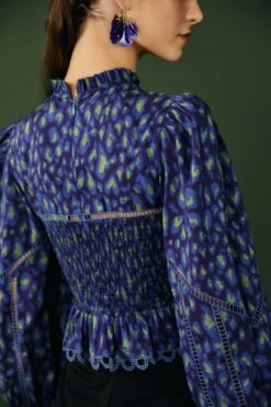 Farm Rio Blue Leopard Pop Blouse 9 Farm Rio Blue Leopard Pop Blouse -Farm Rio 301831 04