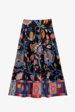 Farm Rio Black Sunset Tapestry Organic Cotton Midi Skirt 7 Farm Rio Black Sunset Tapestry Organic Cotton Midi Skirt -Farm Rio 301874 04