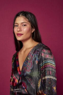 Farm Rio Black Mixed Scarves Mini Dress -Farm Rio 301909 03 1