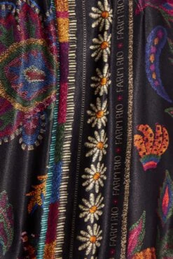 Farm Rio Black Mixed Scarves Mini Dress -Farm Rio 301909 06