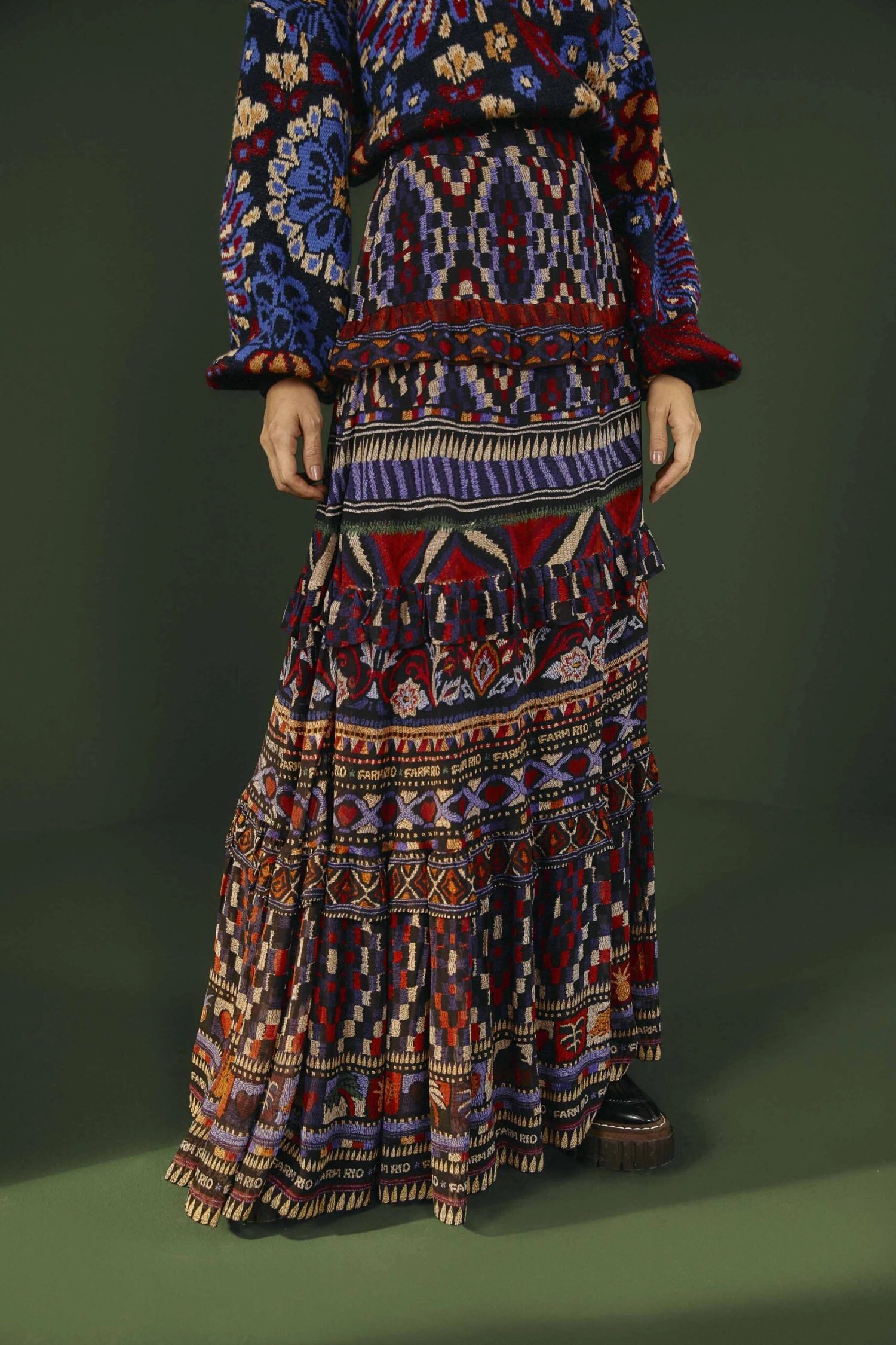 Farm Rio Blue Ainika Tapestry Maxi Skirt 3 Farm Rio Blue Ainika Tapestry Maxi Skirt - Image 3