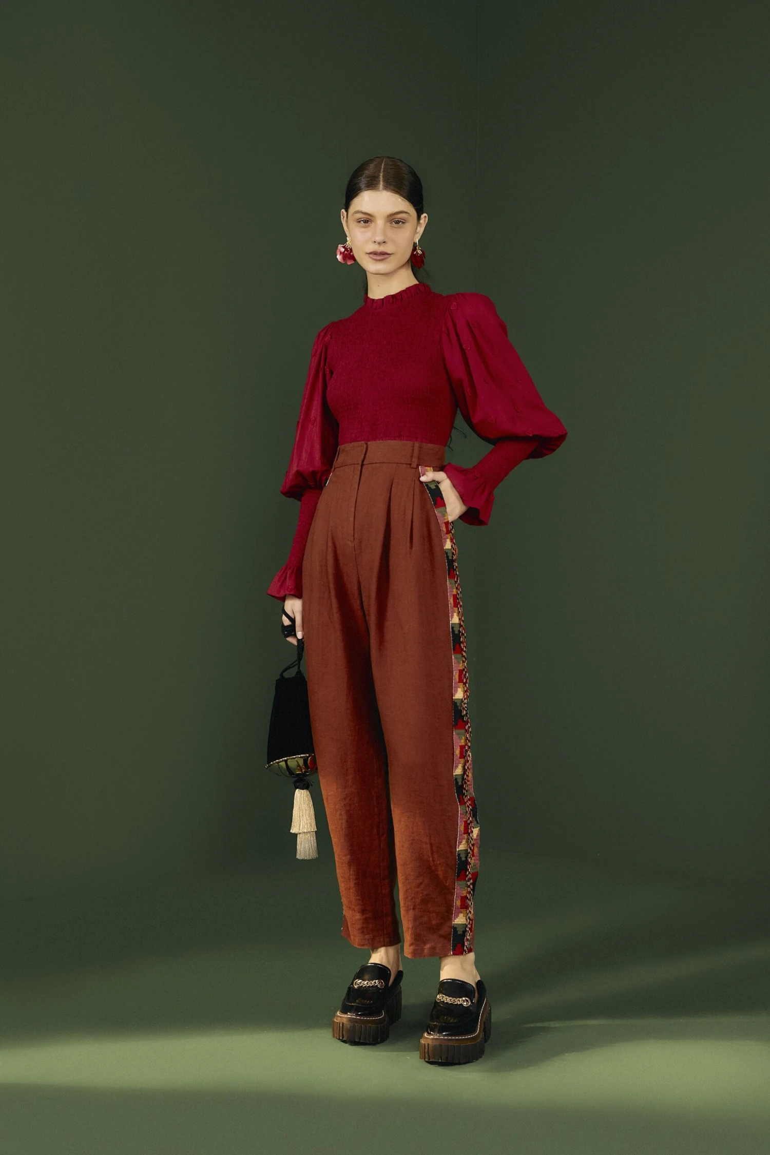 Farm Rio Burgundy 3D Hearts Blouse 1 Farm Rio Burgundy 3D Hearts Blouse