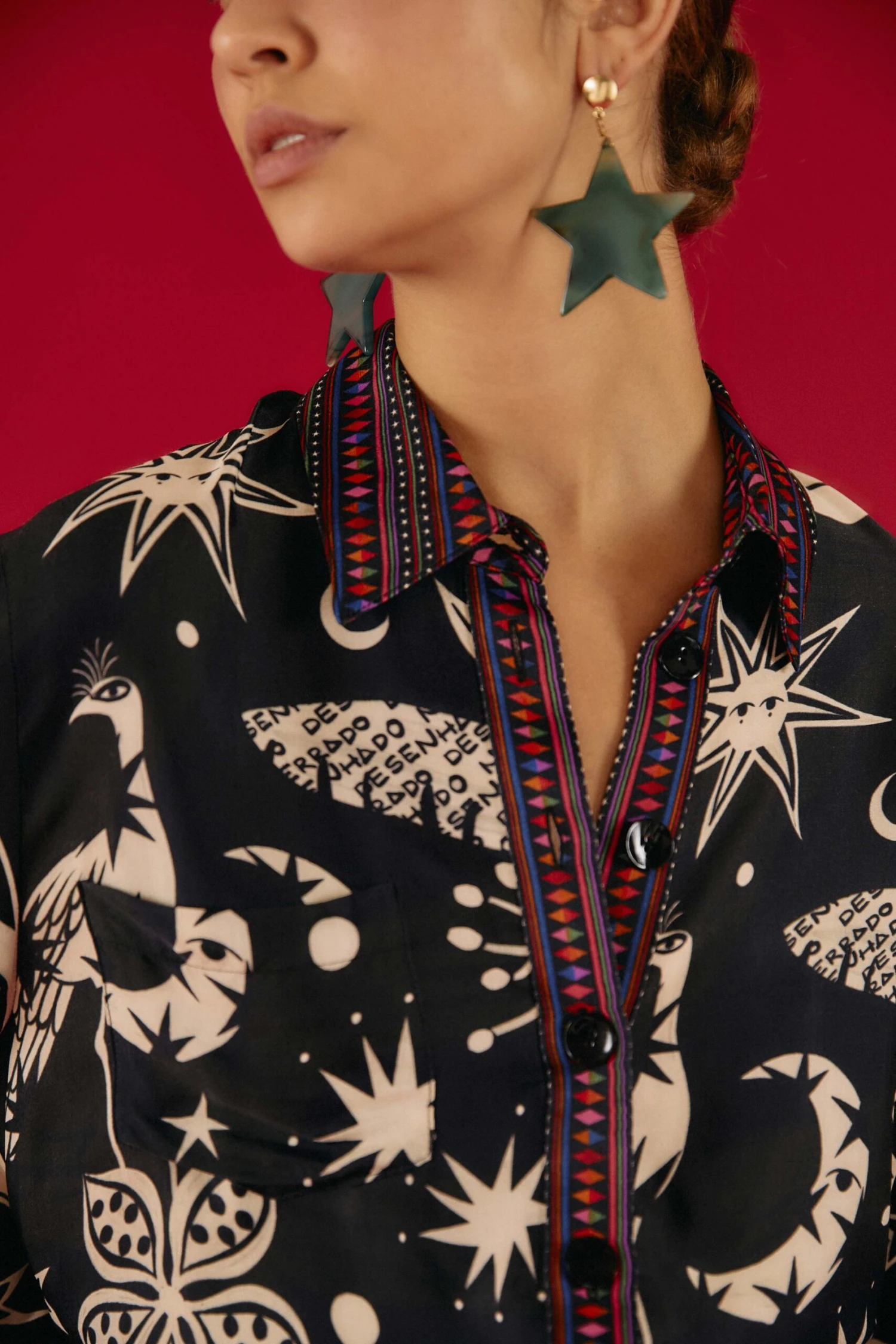 Farm Rio Black & White Cerrado Sky Shirt 3 Farm Rio Black & White Cerrado Sky Shirt - Image 3