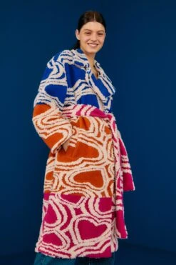 Farm Rio Multicolored Wild Hearts Fleece Coat