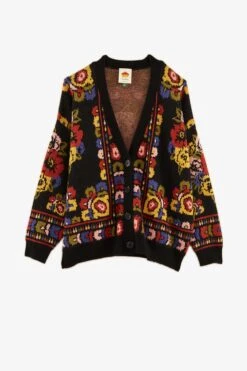 Farm Rio Black Flowers Tapestry Cardigan -Farm Rio 302204 04