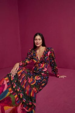 Farm Rio Black Banana Sky Lenzing™ Ecovero™ ViscoseMaxi Dress -Farm Rio 302687 03