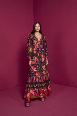 Farm Rio Black Banana Sky Lenzing™ Ecovero™ ViscoseMaxi Dress -Farm Rio 302687 04