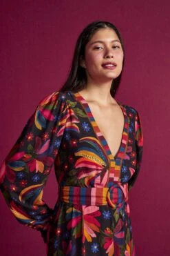 Farm Rio Black Banana Sky Lenzing™ Ecovero™ ViscoseMaxi Dress -Farm Rio 302687 05