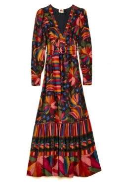 Farm Rio Black Banana Sky Lenzing™ Ecovero™ ViscoseMaxi Dress -Farm Rio 302687 06