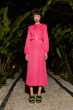 Farm Rio Pink Shoulder Pads Maxi Dress -Farm Rio 303766 03