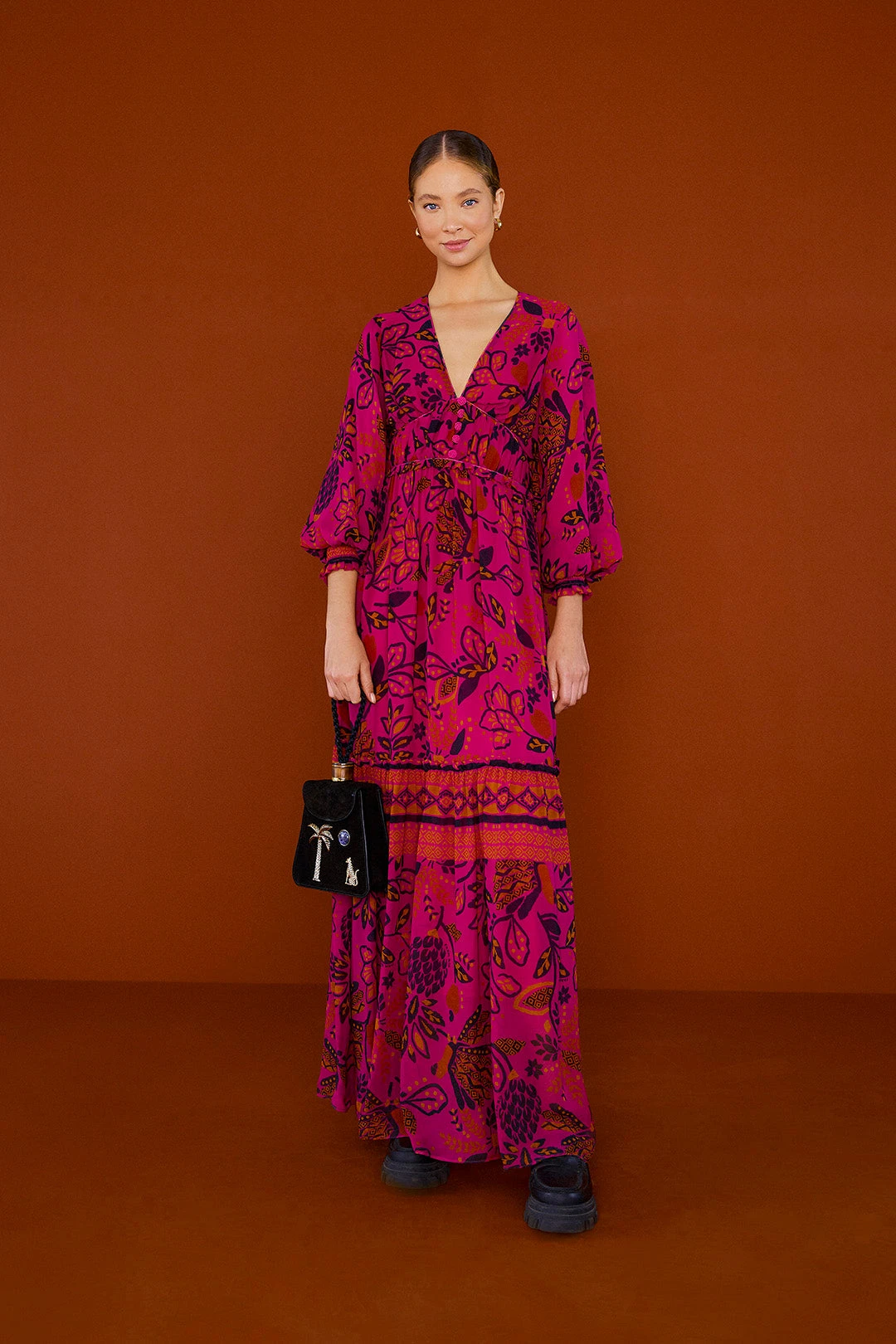 Farm Rio Pink Macaw Forest Maxi Dress 2 Farm Rio Pink Macaw Forest Maxi Dress - Image 2