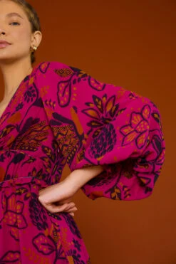 Farm Rio Pink Macaw Forest Maxi Dress 9 Farm Rio Pink Macaw Forest Maxi Dress -Farm Rio 303789 02