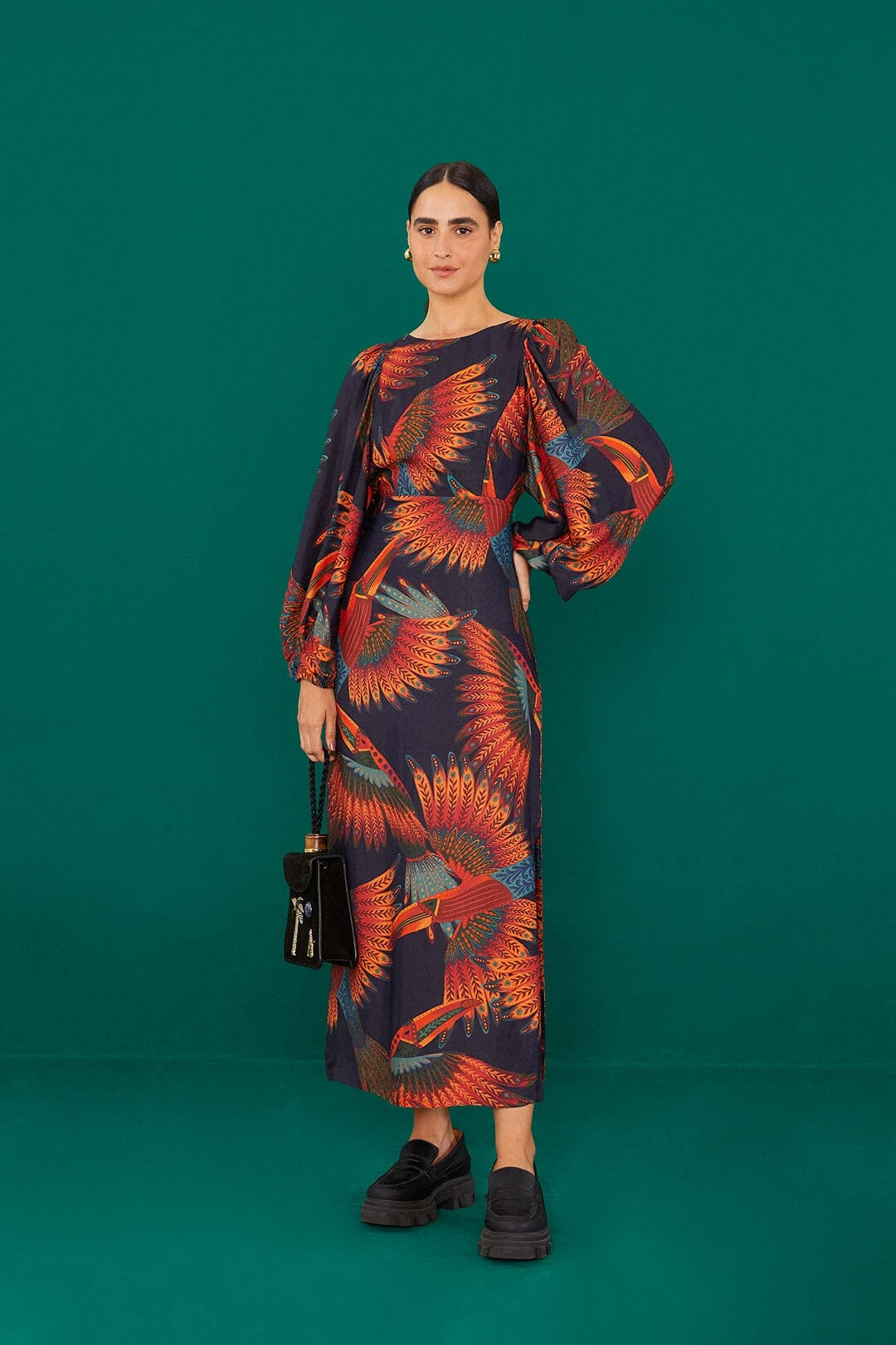 Farm Rio Arabesque Toucans Midi Dress 1 Farm Rio Arabesque Toucans Midi Dress