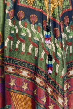 Farm Rio Shiny Mixed Scarves Cut Out Midi Dress -Farm Rio 303802 05