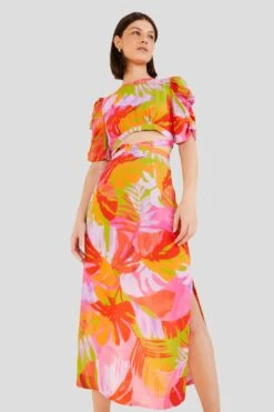 Farm Rio Colorful Leaves Midi Dress