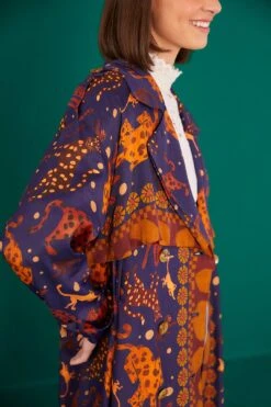 Farm Rio Navy Animal Sky Trench Coat -Farm Rio 303838 04