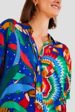 Farm Rio Mixed Blue Prints Unisex Shirt -Farm Rio 303855 03