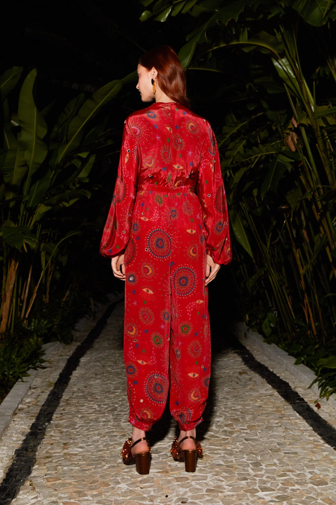 Farm Rio Red Mystic Night Jumpsuit 2 Farm Rio Red Mystic Night Jumpsuit - Image 2