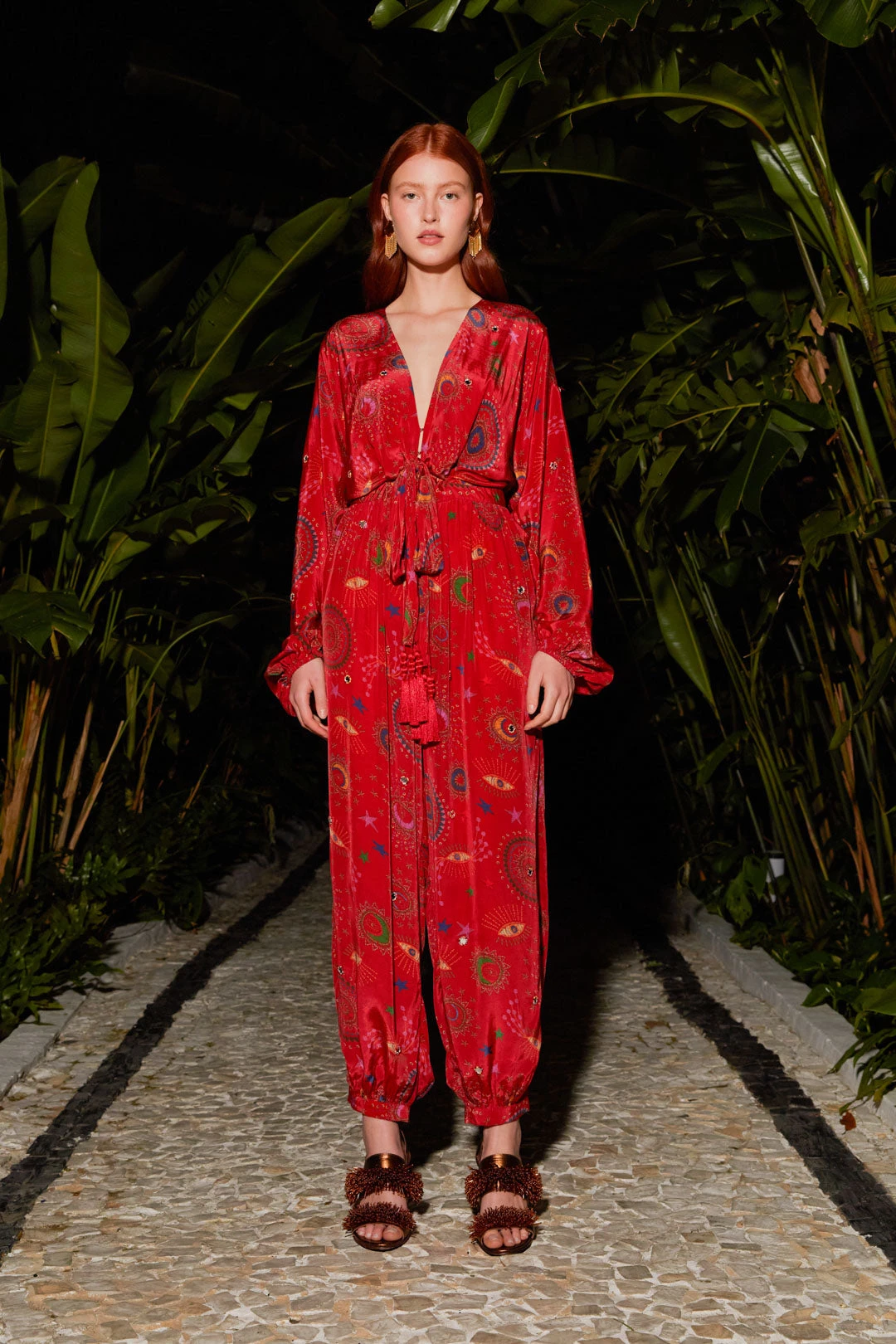 Farm Rio Red Mystic Night Jumpsuit 4 Farm Rio Red Mystic Night Jumpsuit - Image 4