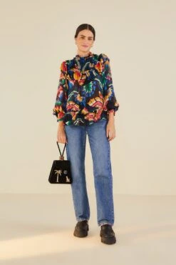 Farm Rio Black Chevron Forest Blouse 8 Farm Rio Black Chevron Forest Blouse -Farm Rio 303898 02