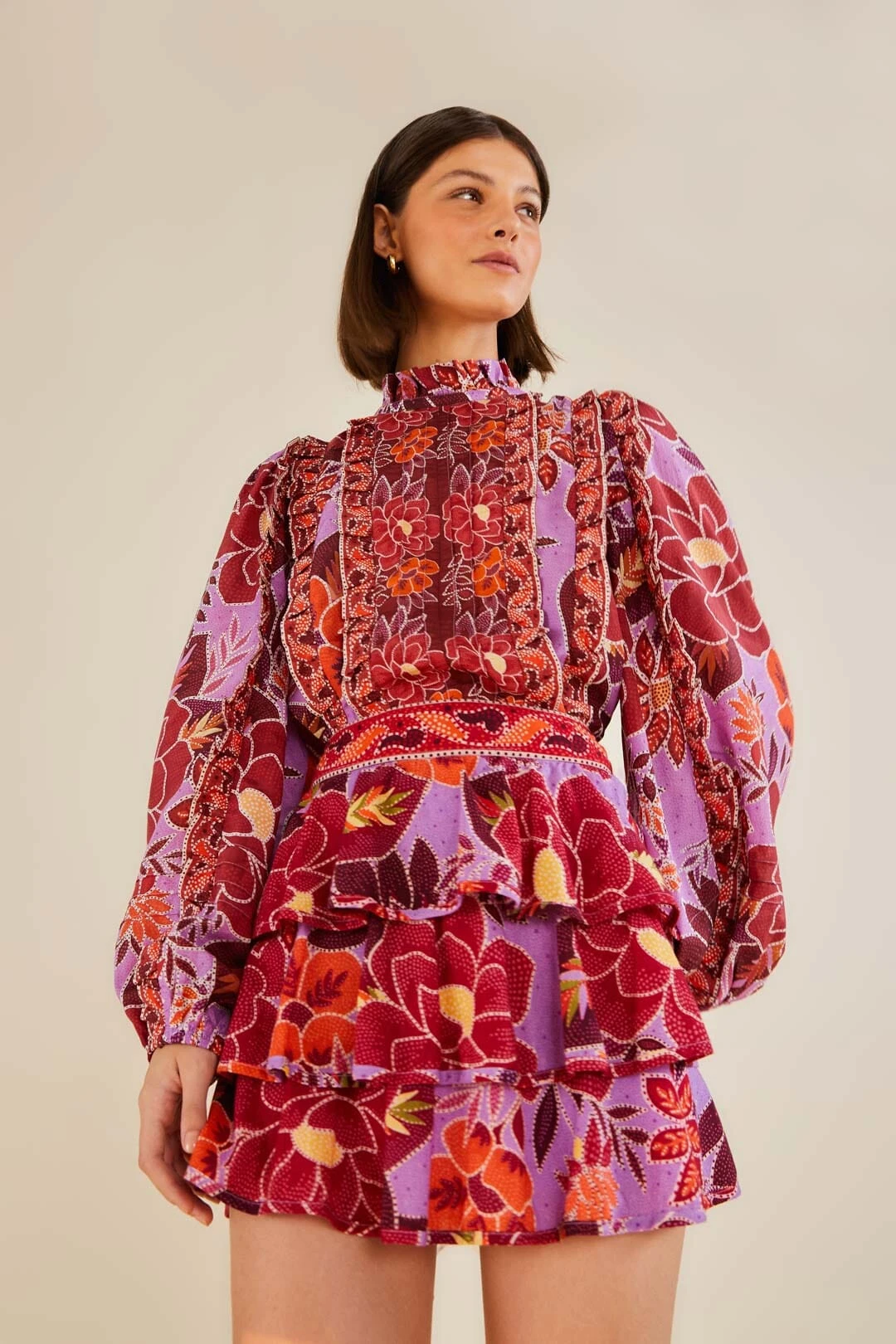 Farm Rio Sweet Floral Layered Mini Skirt 1 Farm Rio Sweet Floral Layered Mini Skirt