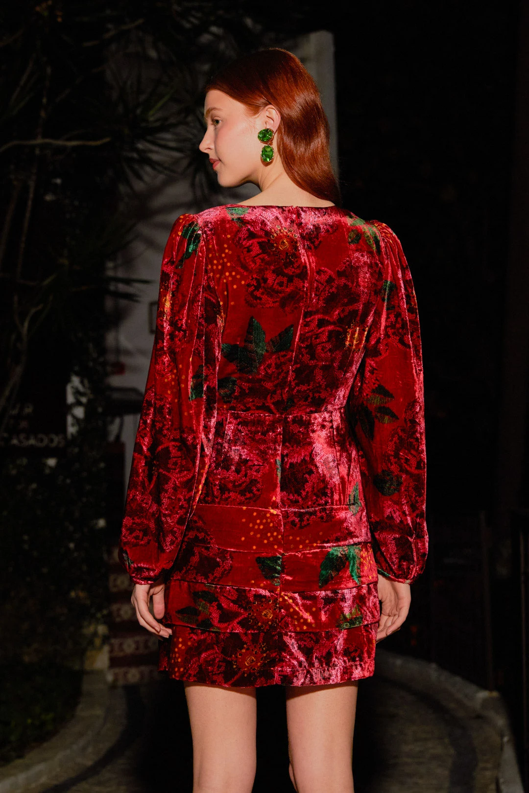 Farm Rio Red Shiny Flowers Mini Dress 3 Farm Rio Red Shiny Flowers Mini Dress - Image 3