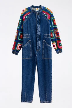 Farm Rio Crochet Squares Denim Jumpsuit -Farm Rio 303961 05