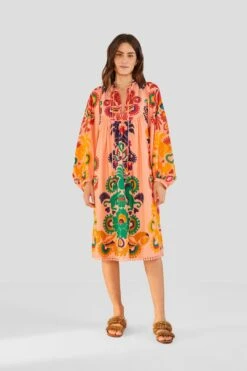 Farm Rio Peach Amulet Midi Dress -Farm Rio 303983 04