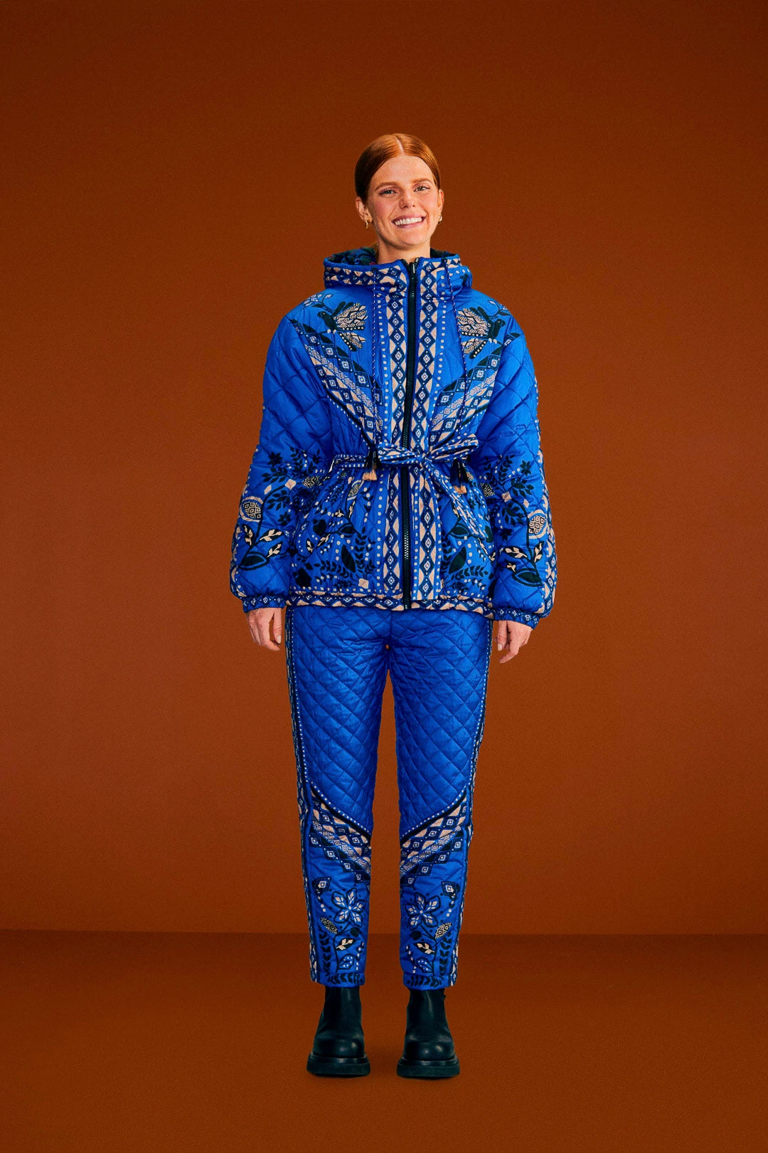 Farm Rio Black Macaw Forest Quilted Pants 2 Farm Rio Black Macaw Forest Quilted Pants - Image 2