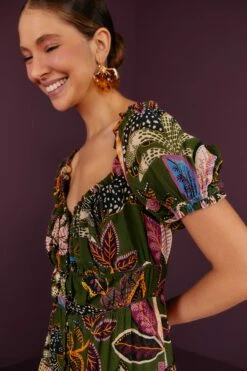 Farm Rio Green Wild Jungle Corset Midi Dress 6 Farm Rio Green Wild Jungle Corset Midi Dress -Farm Rio 304591 03