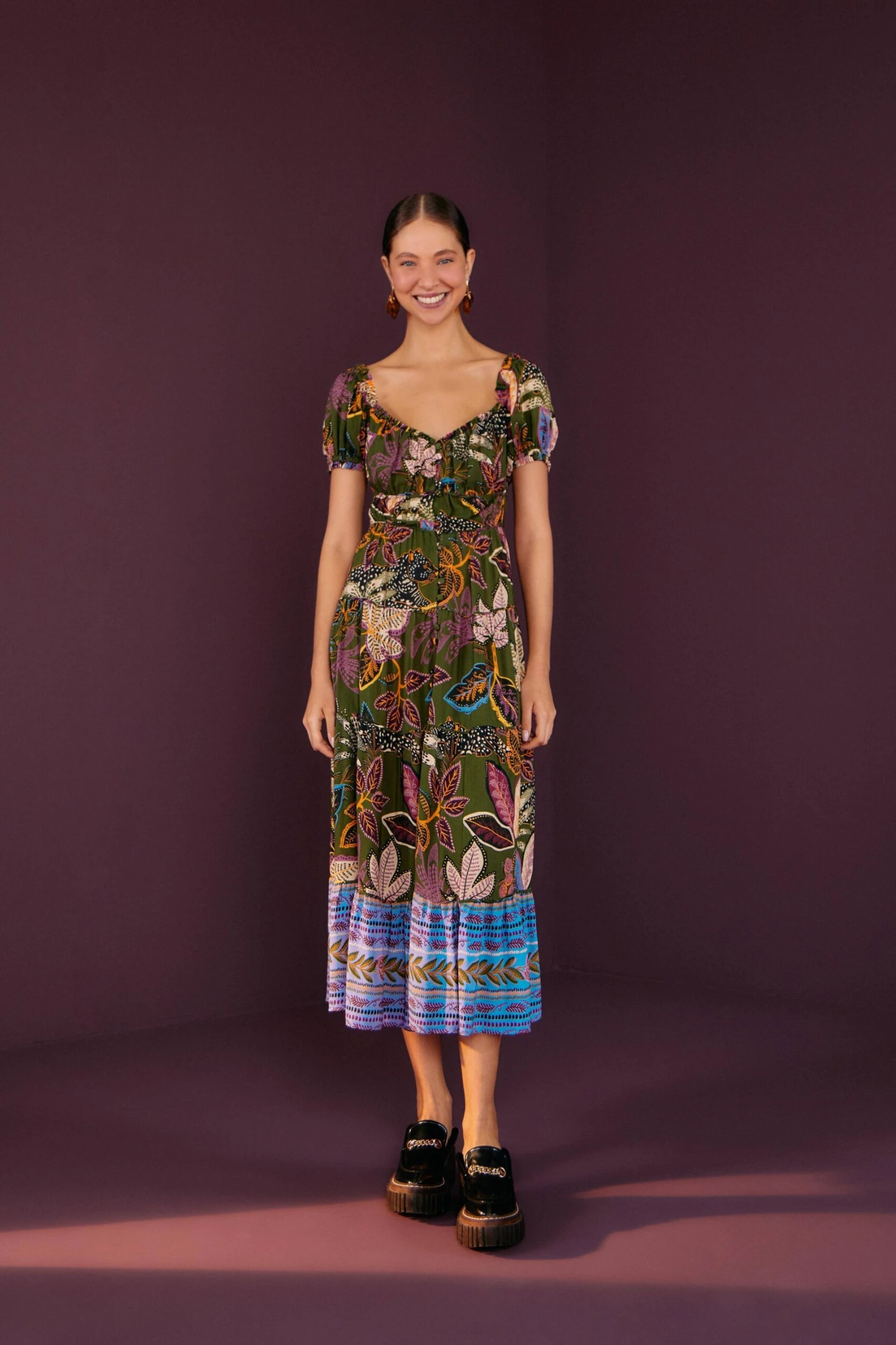 Farm Rio Green Wild Jungle Corset Midi Dress 2 Farm Rio Green Wild Jungle Corset Midi Dress - Image 2