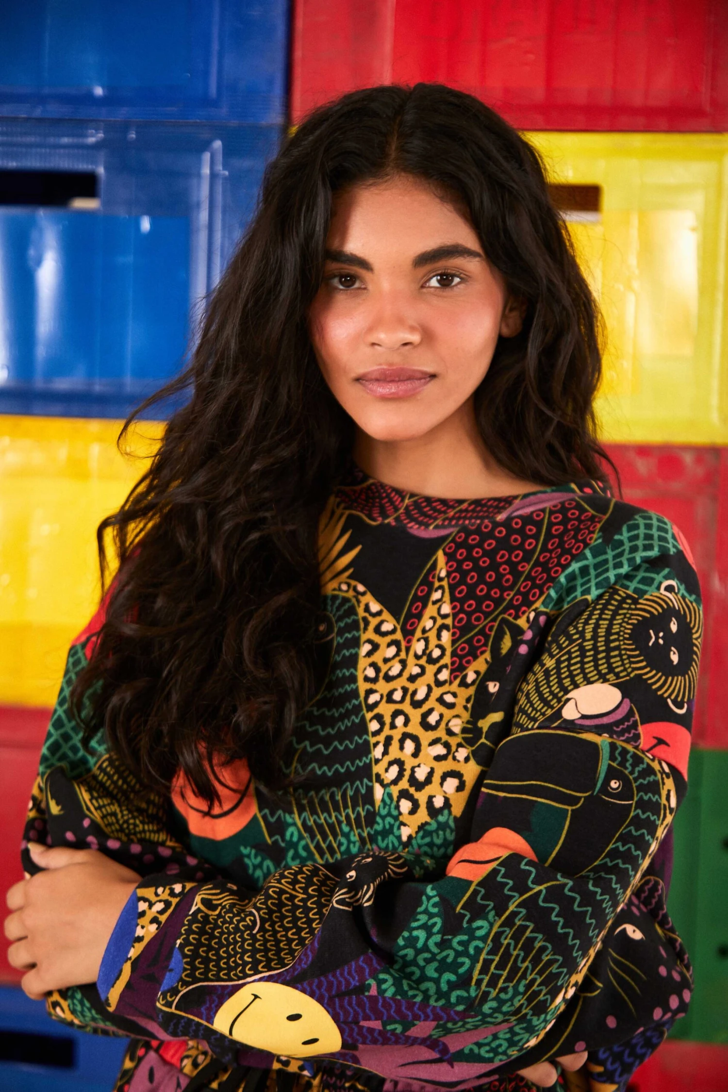 Farm Rio Pop Jungle Smiley® Sweatshirt 5 Farm Rio Pop Jungle Smiley® Sweatshirt - Image 5