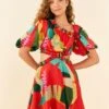 Farm Rio Red Heliconia Mini Dress