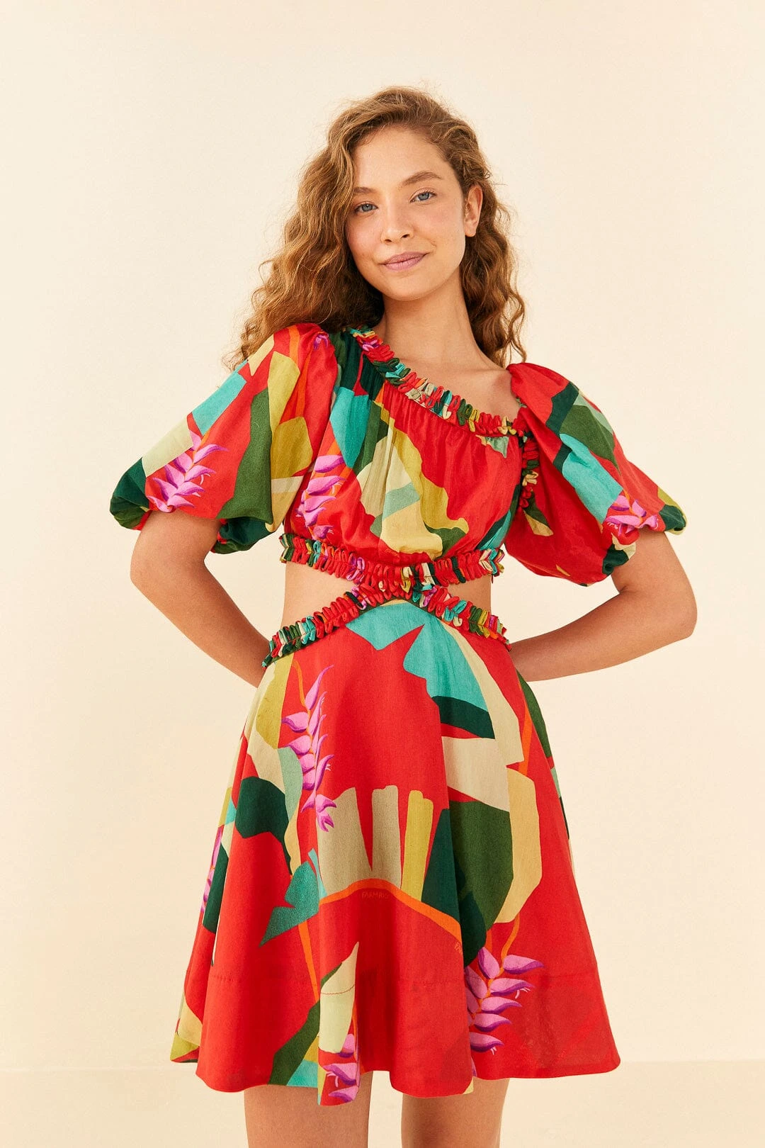 Farm Rio Red Heliconia Mini Dress 1 Farm Rio Red Heliconia Mini Dress