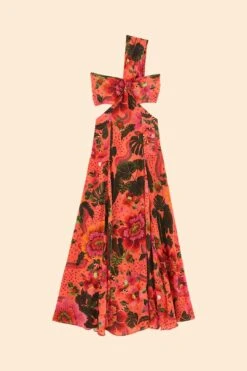 Orange Blooming Garden Maxi Dress -Farm Rio 305268