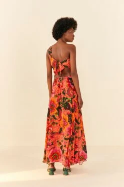 Orange Blooming Garden Maxi Dress -Farm Rio 305268 04