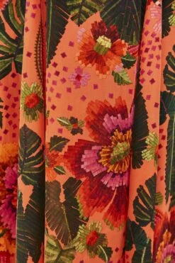 Orange Blooming Garden Maxi Dress -Farm Rio 305268 05