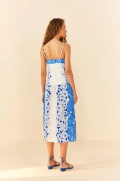 Farm Rio Blue Flower Stripes Midi Dress -Farm Rio 305348 03