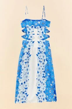 Farm Rio Blue Flower Stripes Midi Dress -Farm Rio 305348 06