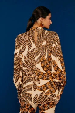 Farm Rio Sand Yawanawa Banana Lenzing™ Ecovero™ Viscose Blouse -Farm Rio 305378 03