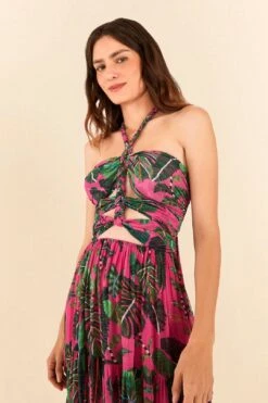 Pink Leaves Cut Out Maxi Dress 9 Pink Leaves Cut Out Maxi Dress -Farm Rio 305799 03 1