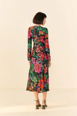 Farm Rio Black Blooming Garden Lenzing™ Ecovero™ Viscose Midi Dress 9 Farm Rio Black Blooming Garden Lenzing™ Ecovero™ Viscose Midi Dress -Farm Rio 306067 04 1