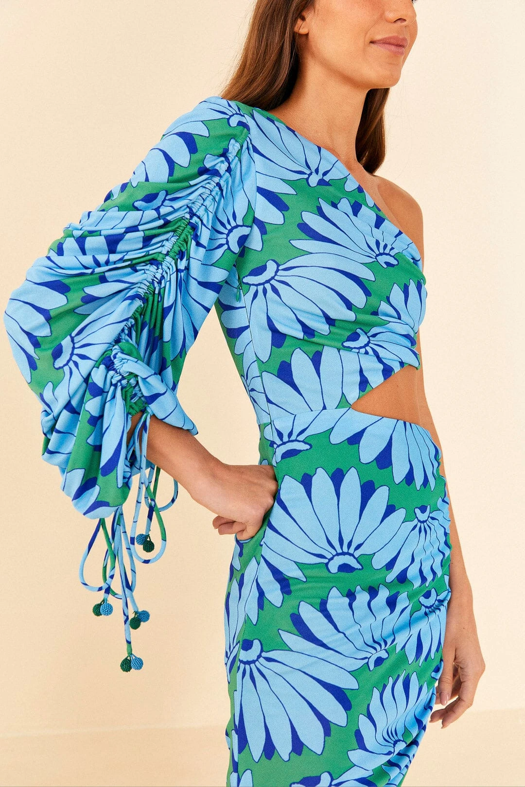 Farm Rio Green Copacabana Asymmetrical Midi Dress 2 Farm Rio Green Copacabana Asymmetrical Midi Dress - Image 2