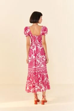 Farm Rio Pink Tropical Woodcut Maxi Dress 9 Farm Rio Pink Tropical Woodcut Maxi Dress -Farm Rio 306082 04