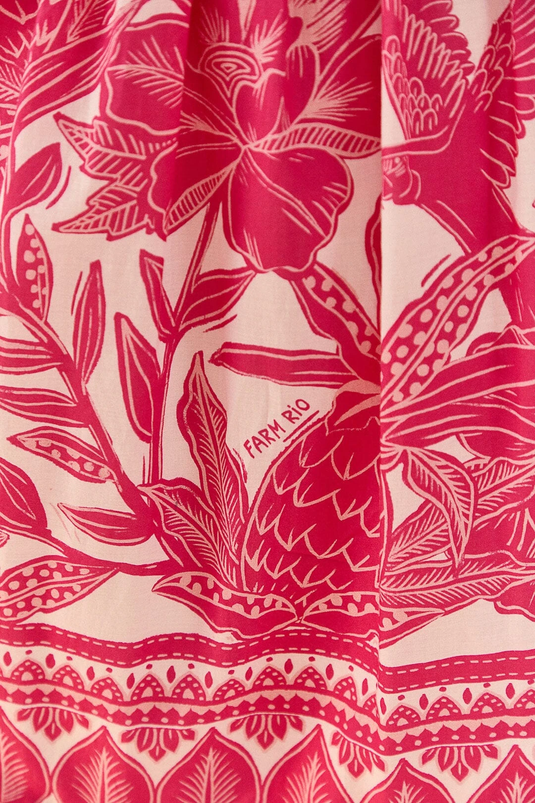 Farm Rio Pink Tropical Woodcut Maxi Dress 5 Farm Rio Pink Tropical Woodcut Maxi Dress - Image 5
